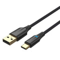 VENTION Nylon Braided USB 2.0 A Male to Type-C Male 3A Cable 1M Black LED Type (CTFBF) (VENCTFBF)