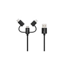 MediaRange 3-in-1 Charge and Sync Cable, micro USB, USB Type-C® and Apple Lightning® Connectors, USB 2.0 480 Mbps, 12W max., 1.0m, Black (MRCS246)