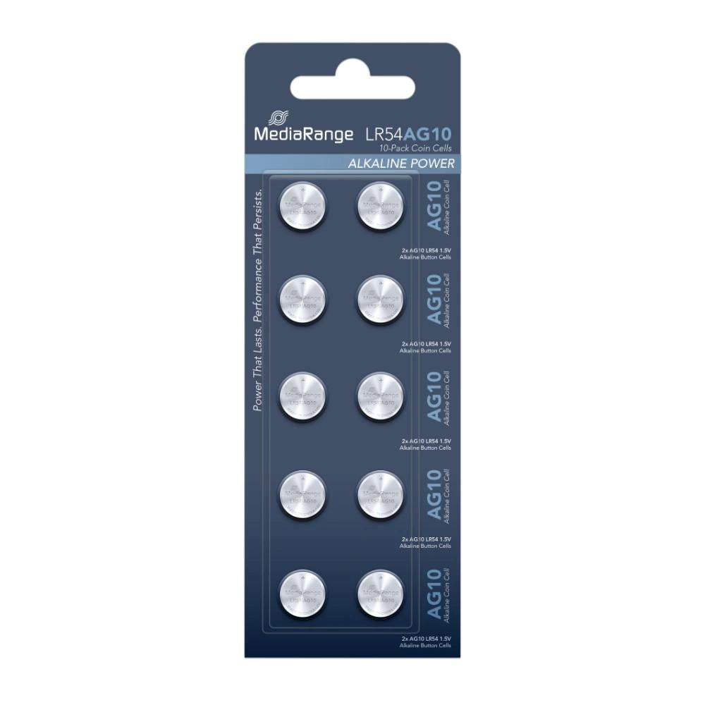MediaRange Premium Alkaline Coin Cells AG10|LR54|1.5V Pack 10  (MRBAT112)