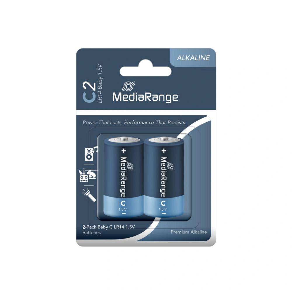 MediaRange Premium Alkaline Batteries Baby C|LR14|1.5V Pack 2  (MRBAT108)