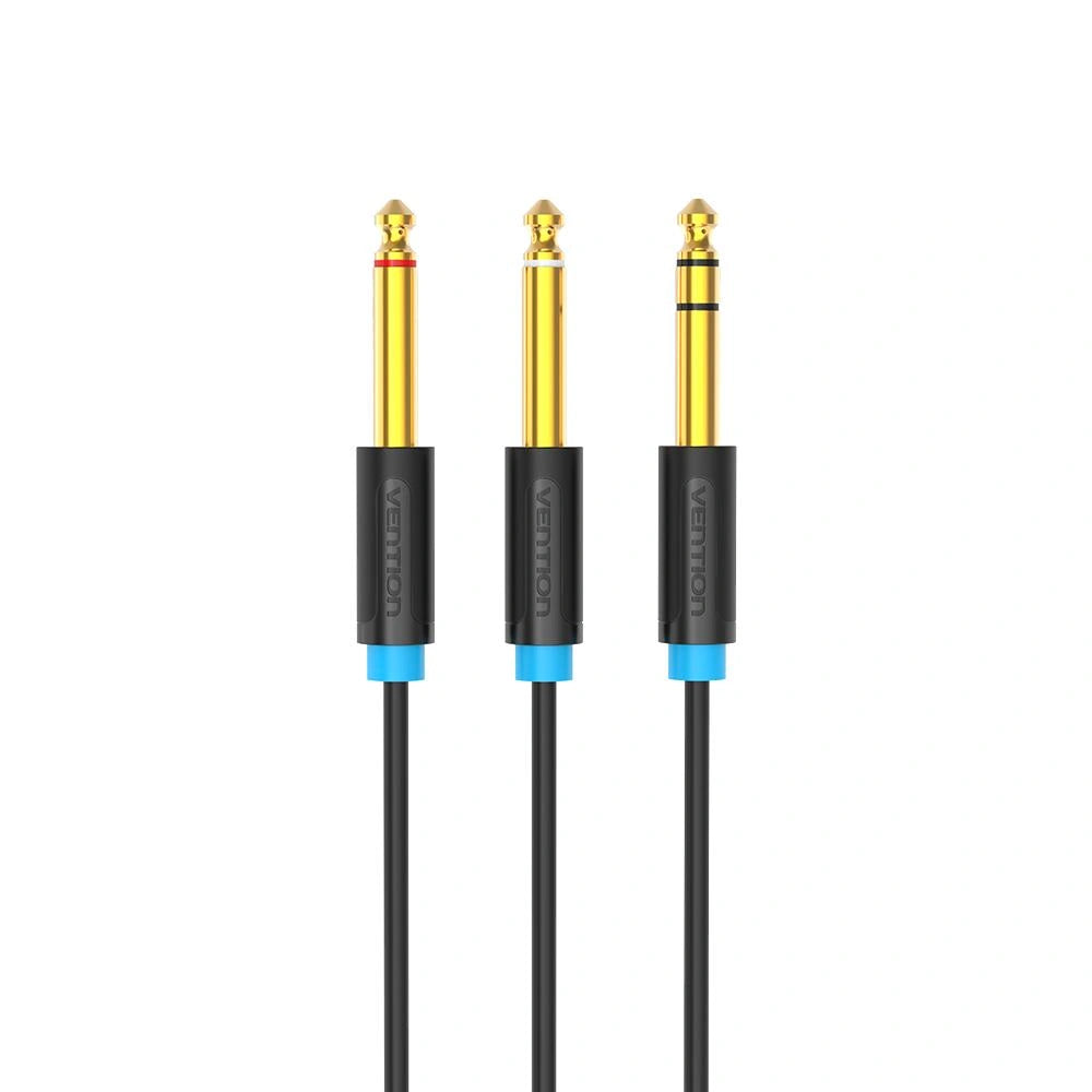 VENTION 6.35mm TRS Male to Dual 6.35mm Male Audio Cable 3M Black (BATBI) (VENBATBI)