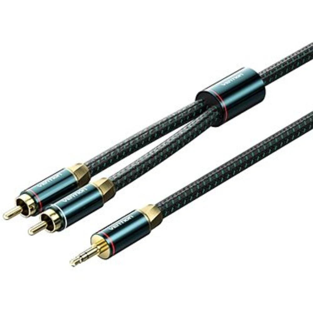 VENTION Cotton Braided 3.5mm Male to 2RCA Male Audio Cable 3M Green Copper Type (BCSGI) (VENBCSGI)