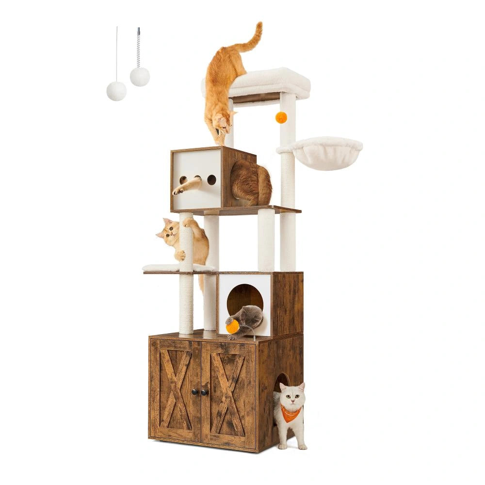 Feandrea Cat Tower With Litter box Height 185 cm, up to 4 cats (PCT116X01) (FEAPCT116X01)