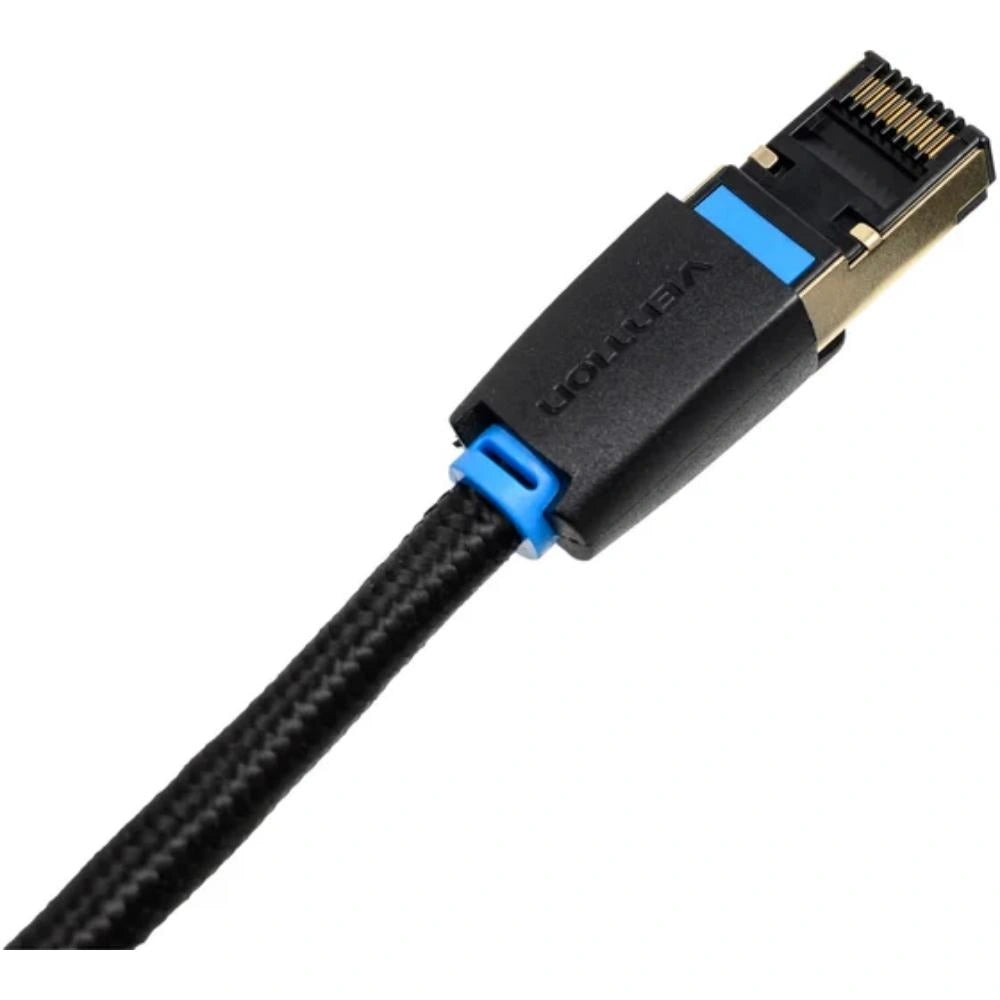 VENTION Cat8 SFTP Cotton Braided Ethernet Patch Cable 0.5M Black (IKGBD) (VENIKGBD)