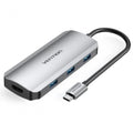 VENTION USB-C to HDMI/USB-C Gen 1/USB 3.0x3/PD Docking Station 0.15M Gray Aluminum Alloy Type (TOFHB) (VENTOFHB)
