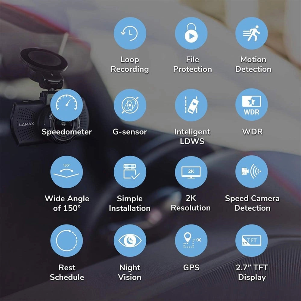 Dashcam Αυτοκινήτου 2K Lamax C9 με Night Vision