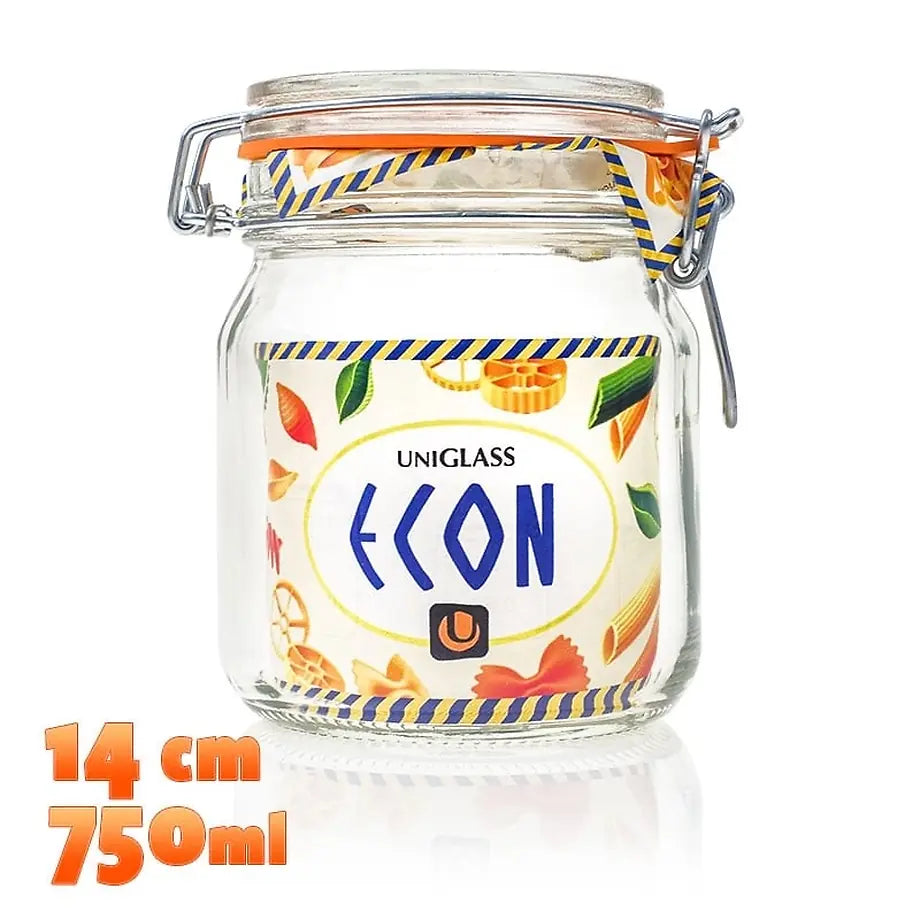 Βάζο Γυάλινο με Καπάκι Στεγανό 750ML