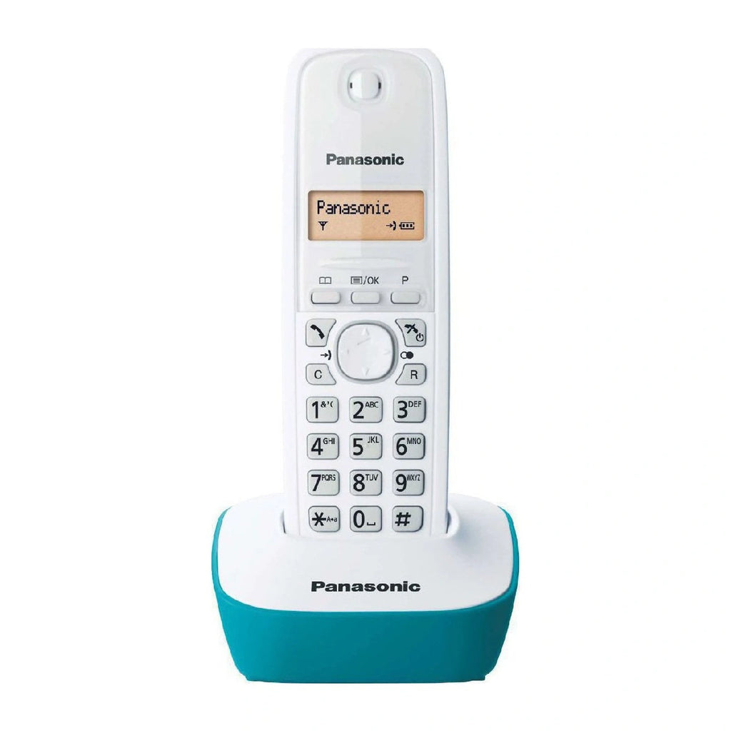 Ασύρματο Ψηφιακό Τηλέφωνο Panasonic KX-TG1611GRC Λευκό-Τυρκουάζ με Αναγνώριση Κλήσης, Λειτουργία Αφύπνισης και Φωτιζόμενη Οθόνη