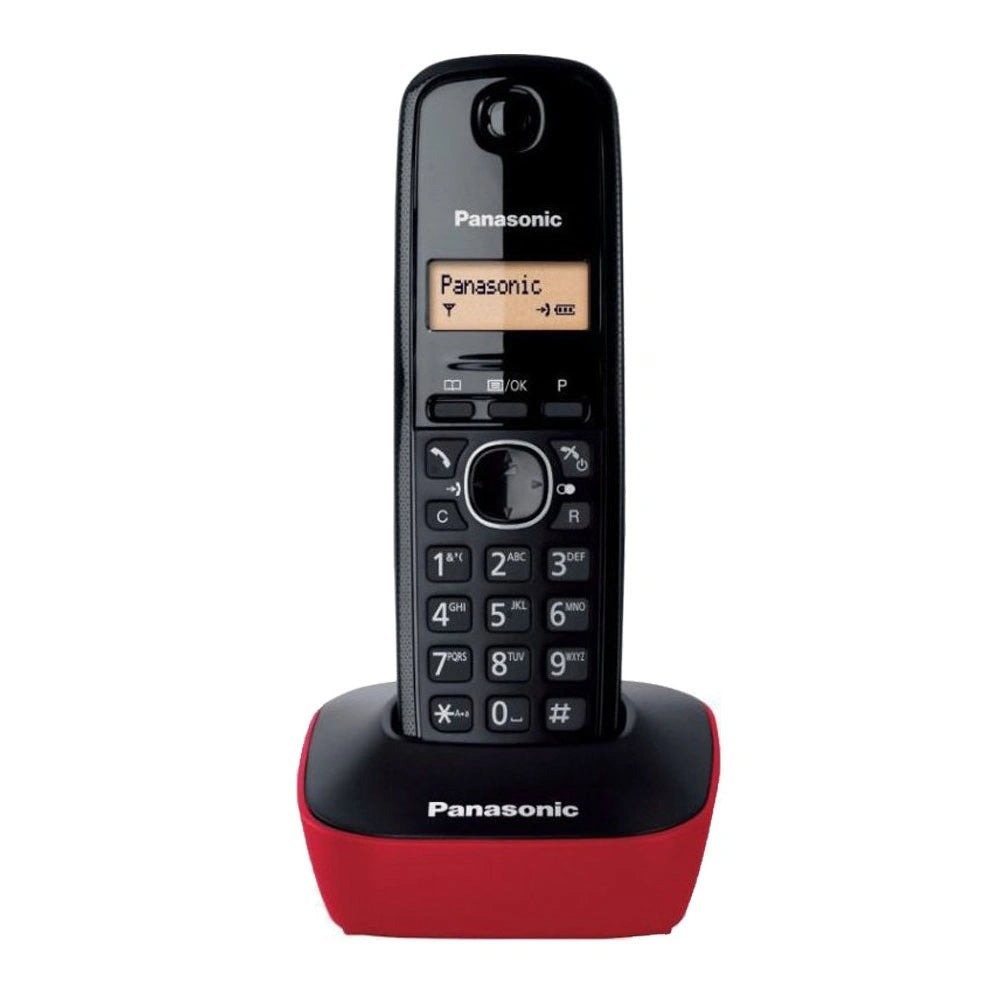 Ασύρματο Ψηφιακό Τηλέφωνο Panasonic KX-TG1611GRR Μαύρο-Κόκκινο με Αναγνώριση Κλήσης, Λειτουργία Αφύπνισης και Φωτιζόμενη Οθόνη