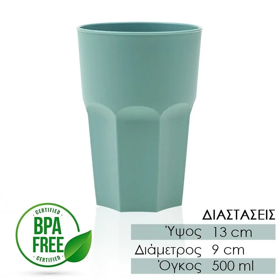 Μεγάλο Ποτήρι Πολυγωνικό 500ML Πράσινο