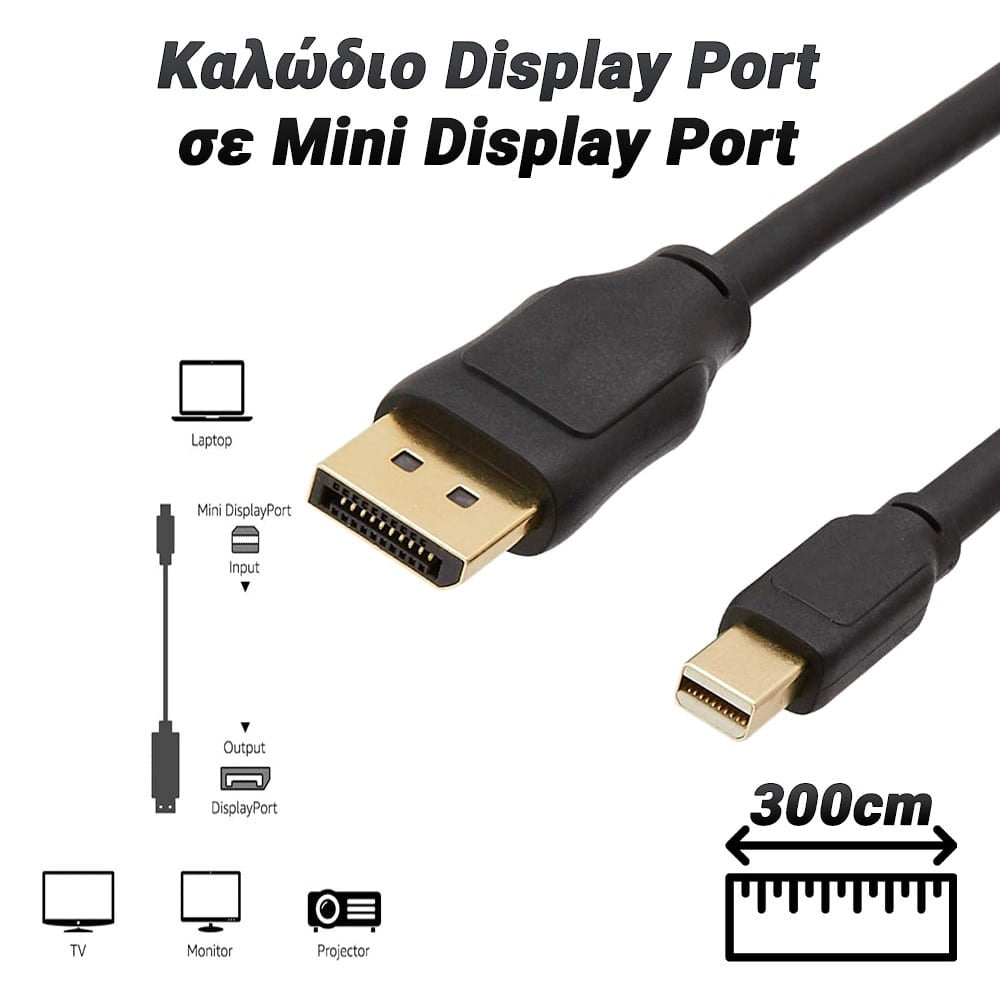 Καλώδιο Display PORT σε MINI Display PORT 3 Μέτρα