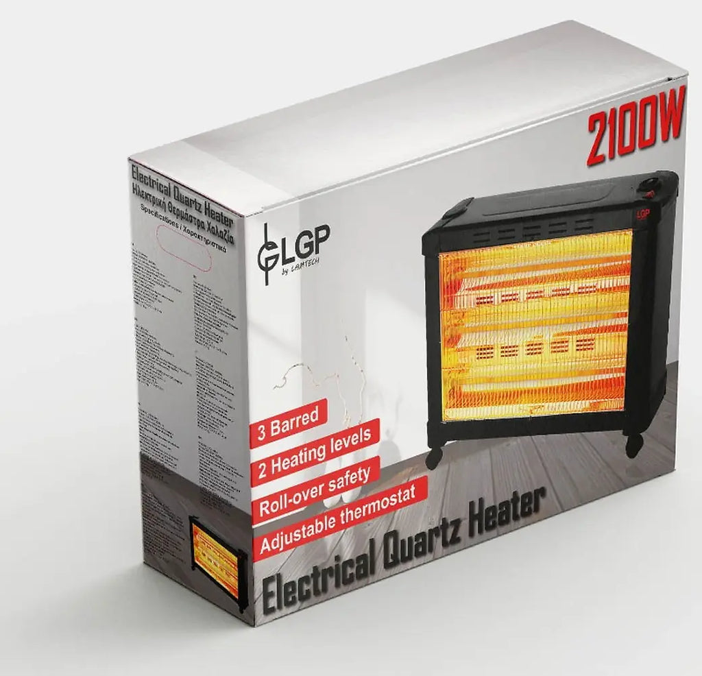 LGP MAXI ELECTRICAL QUARTZ HEATER 3-BARRED 2100W BLACK