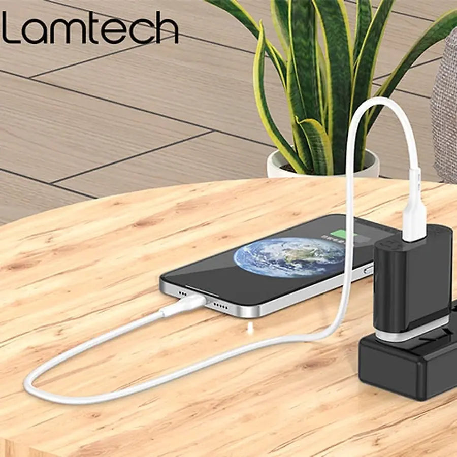 LAMTECH CHARGING & DATACABLE LIGHTNING 1M WHITE