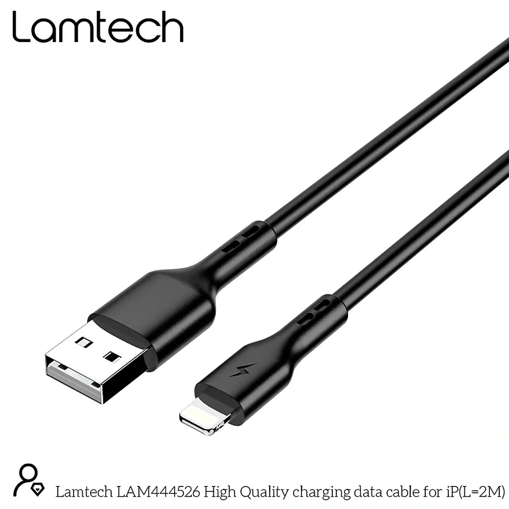 LAMTECH CHARGING & DATACABLE LIGHTNING 2m BLACK