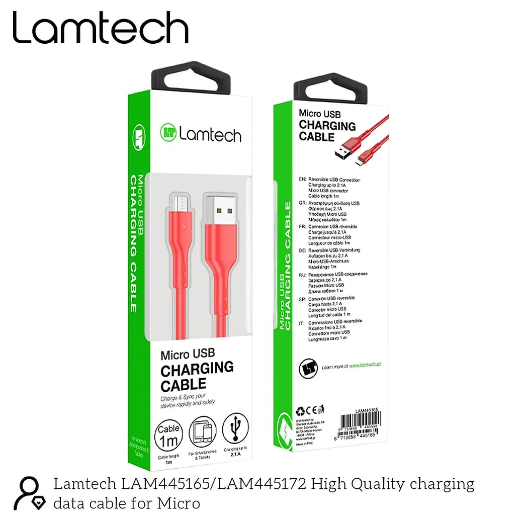 LAMTECH DATACABLE MICRO USB 1m RED