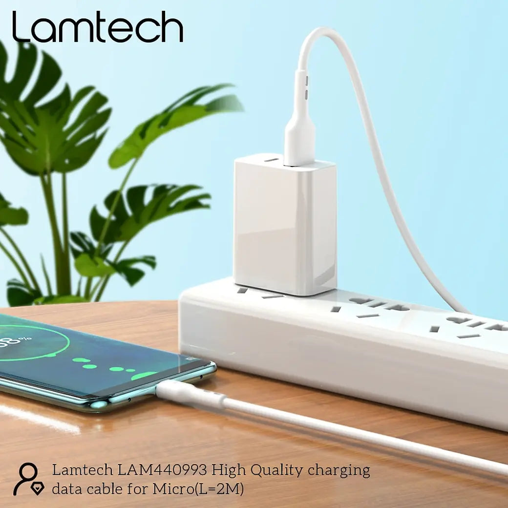 LAMTECH DATACABLE MICRO USB 2m WHITE