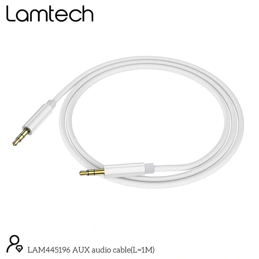 LAMTECH AUDIOCABLE BRAIDED 1m 3.5mm to 3.5mm WHITE