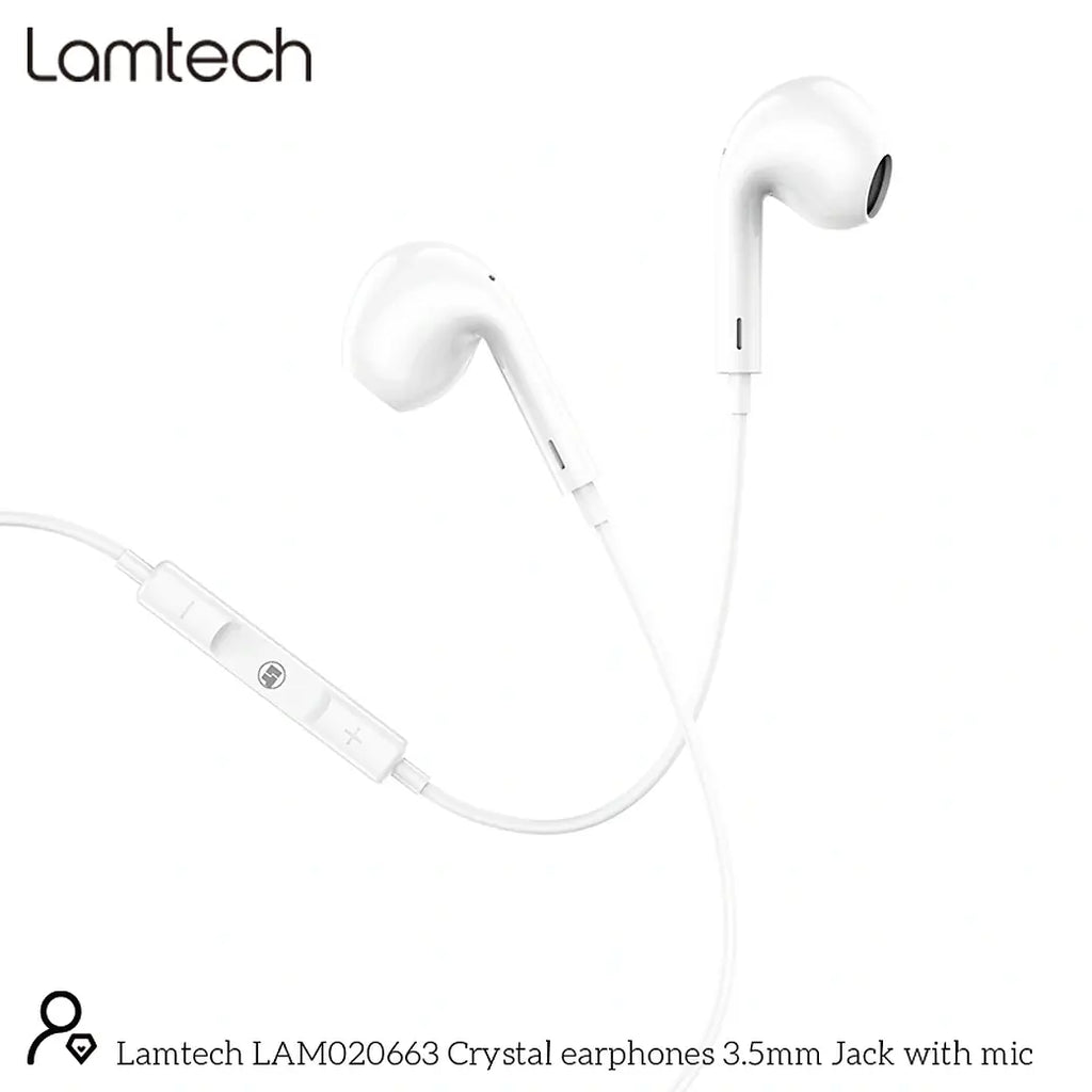 LAMTECH HANDSFREE STEREO 3,5mm JACK WITH MIC WHITE