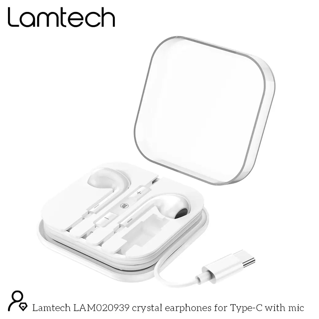 LAMTECH TYPE-C MOBILE EARPHONES WITH MICROPHONE WHITE