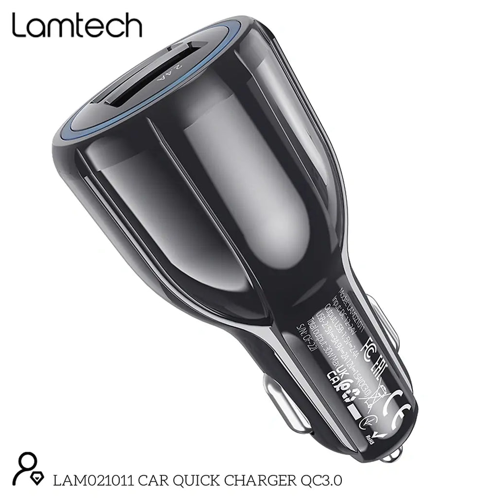 LAMTECH CAR QUICK CHARGER QC3.0 3.1A BLACK