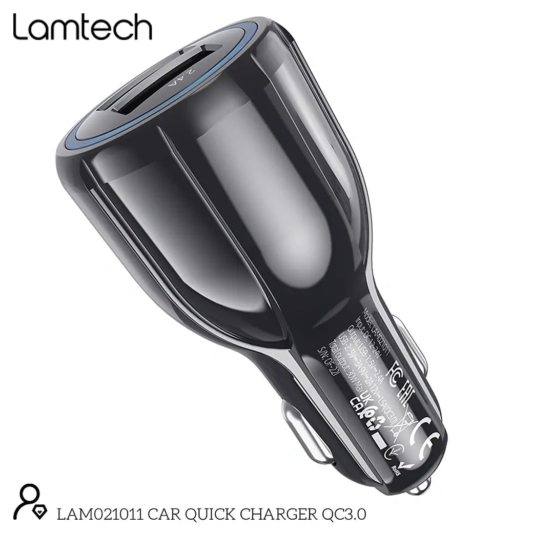 LAMTECH CAR QUICK CHARGER QC3.0 3.1A BLACK