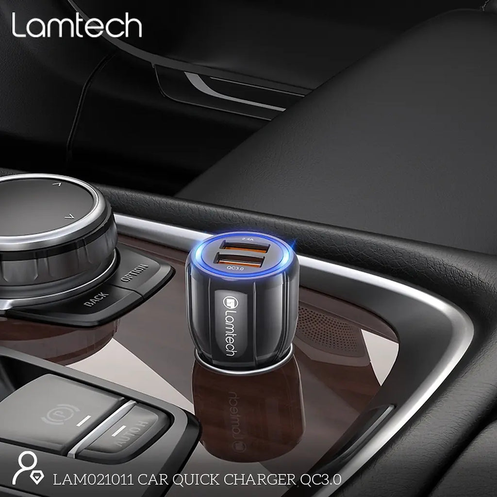 LAMTECH CAR QUICK CHARGER QC3.0 3.1A BLACK