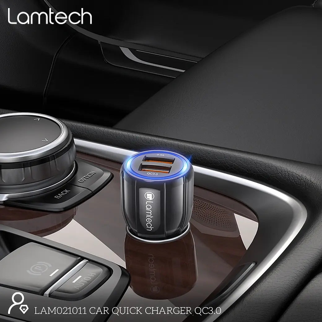 LAMTECH CAR QUICK CHARGER QC3.0 3.1A BLACK