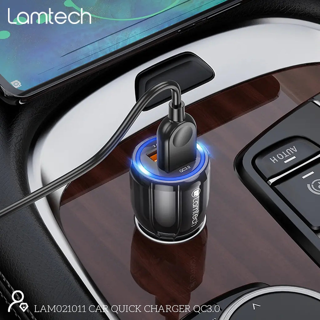 LAMTECH CAR QUICK CHARGER QC3.0 3.1A BLACK