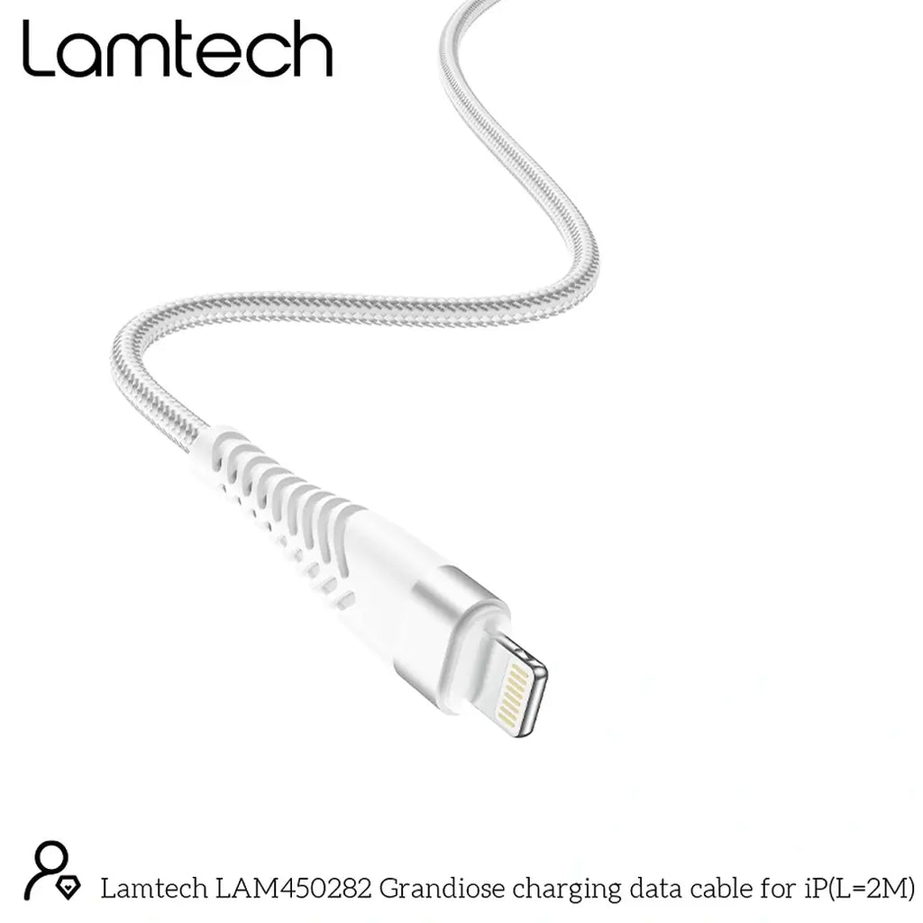 LAMTECH LIGHTNING TO USB HIGH QUALITY UNBREAKABLE CABLE SILVER 2M