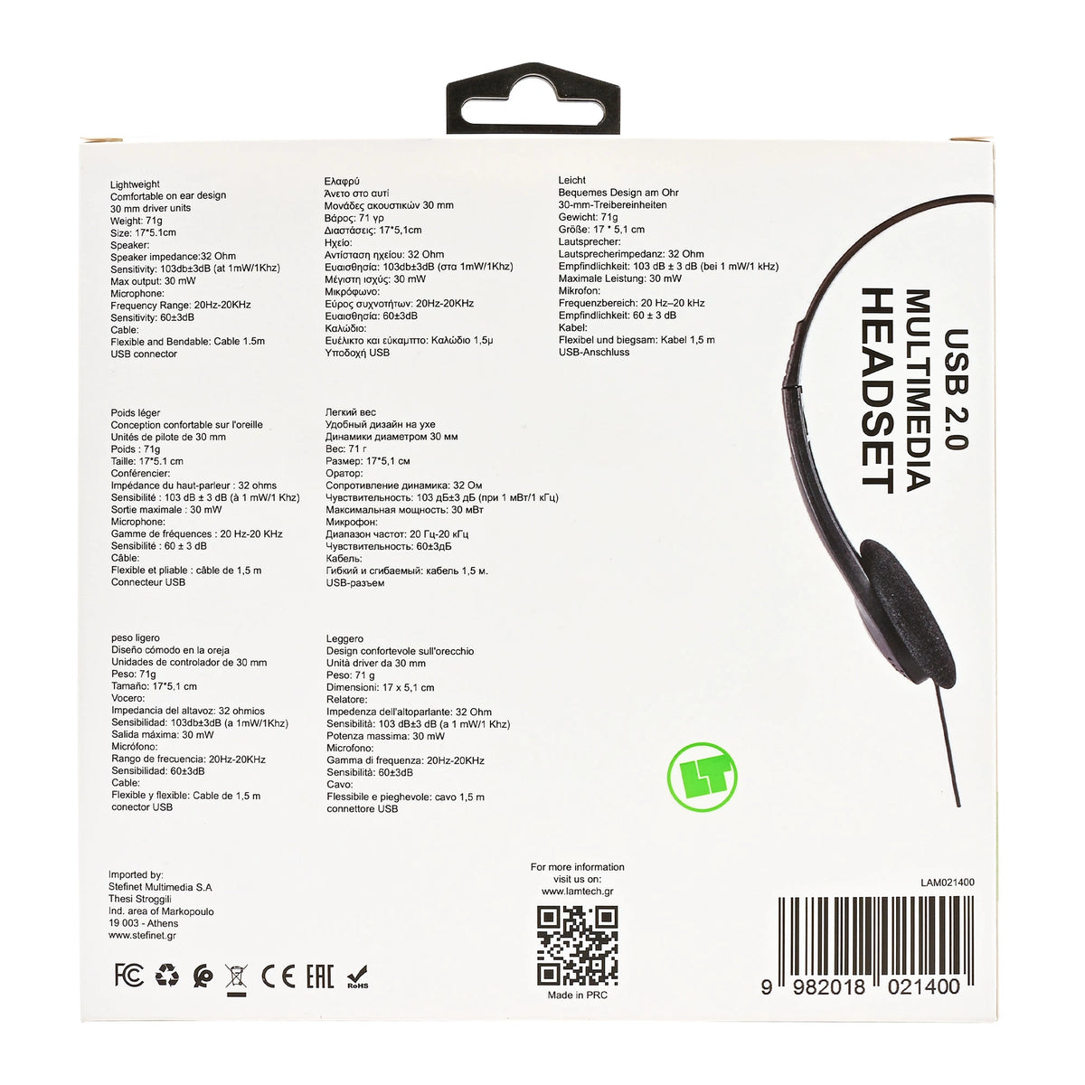 LAMTECH USB 2.0 STEREO HEADSET WITH MIC