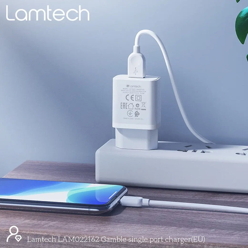 LAMTECH USB TRAVEL CHARGER 2,1A WHITE