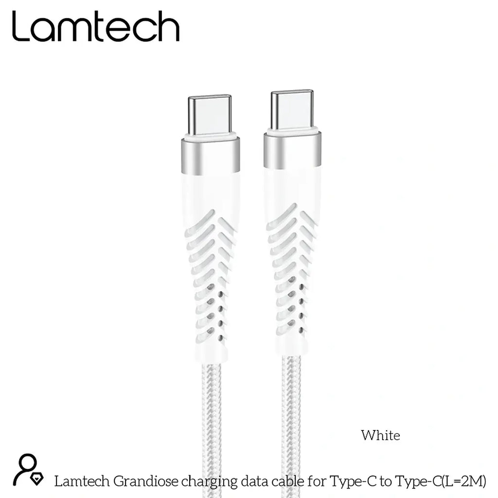 LAMTECH HQ UNBREAKABLE CABLE TYPE-C TO TYPE-C WHITE 2M