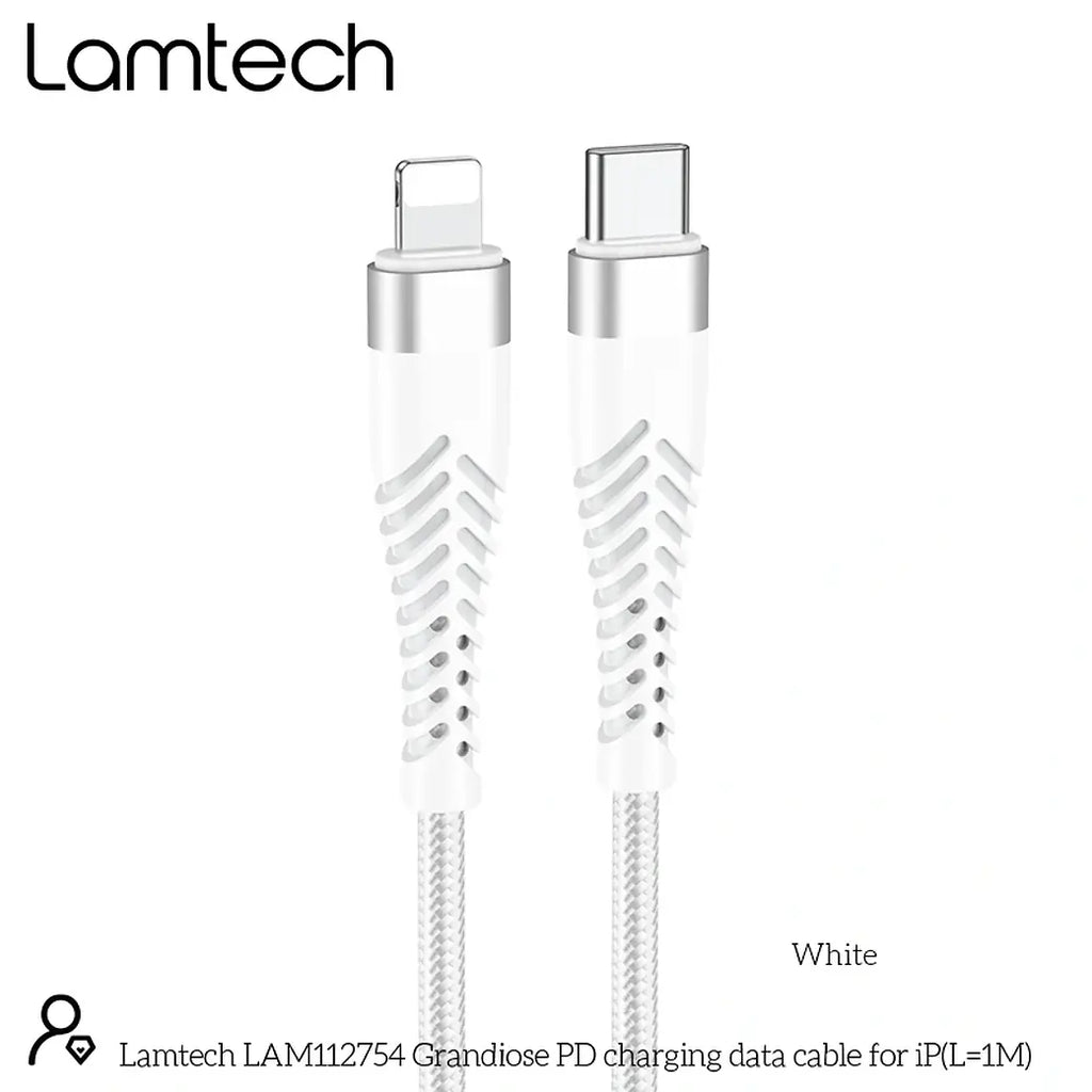 LAMTECH HQ UNBREAKABLE CABLE TYPE-C TO LIGHTNING WHITE 1M