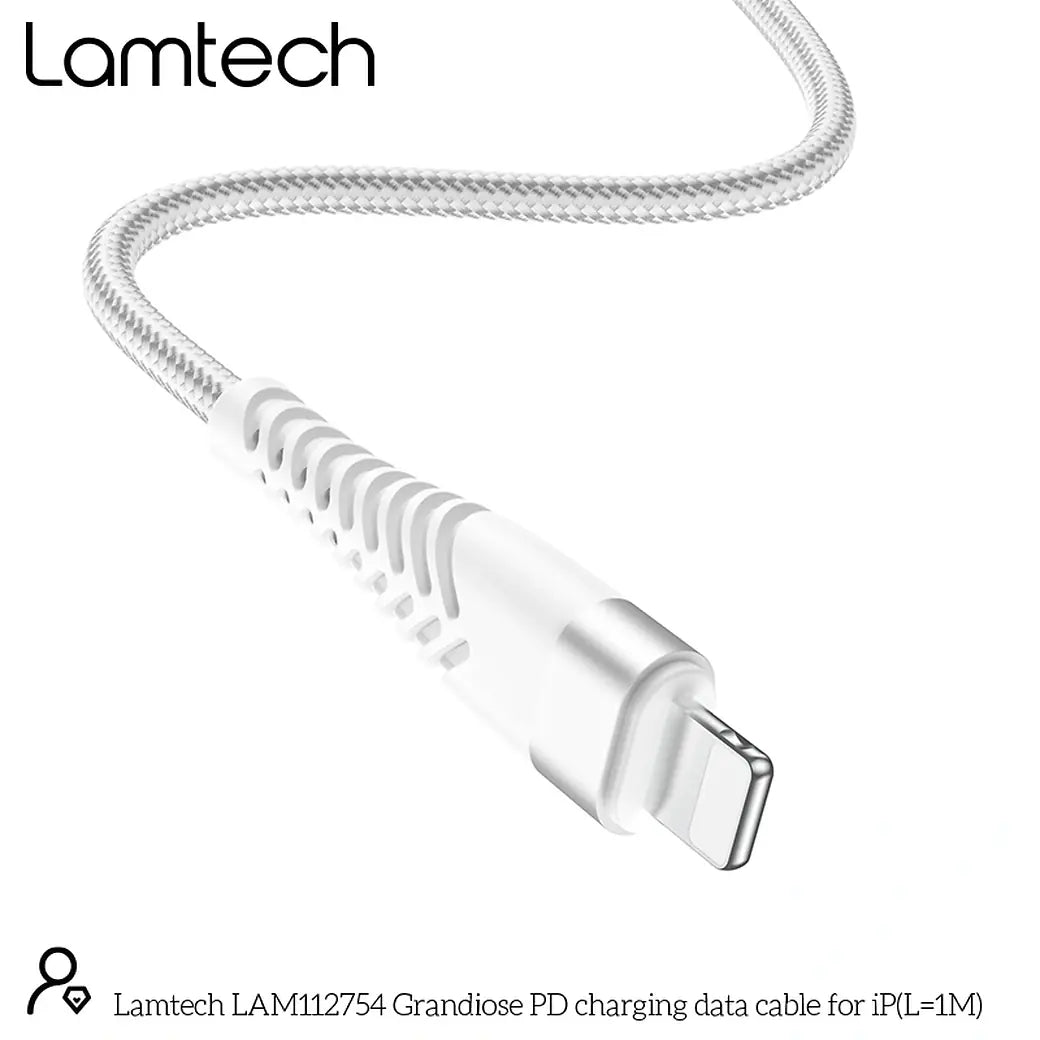 LAMTECH HQ UNBREAKABLE CABLE TYPE-C TO LIGHTNING WHITE 1M