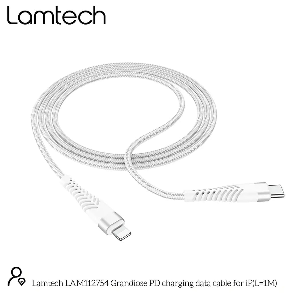 LAMTECH HQ UNBREAKABLE CABLE TYPE-C TO LIGHTNING WHITE 1M