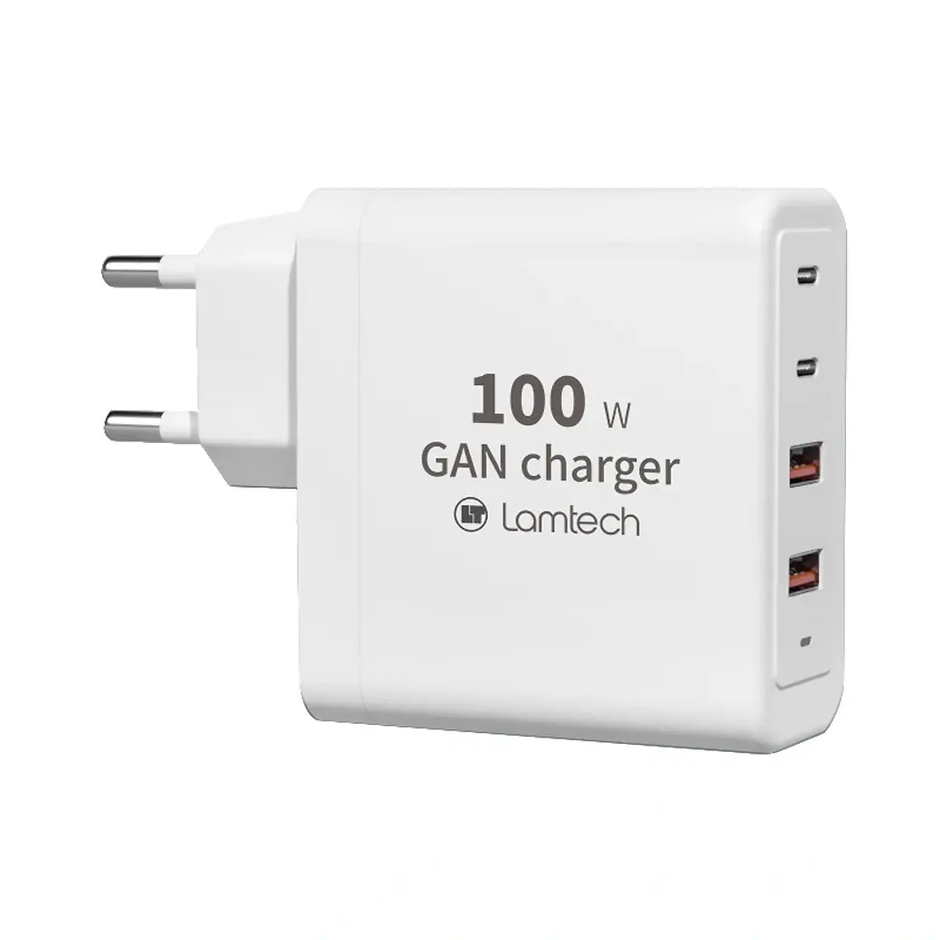 LAMTECH GaN FAST CHARGER 2xTYPE-C & 2xQC3.0 OUTPUT 100W