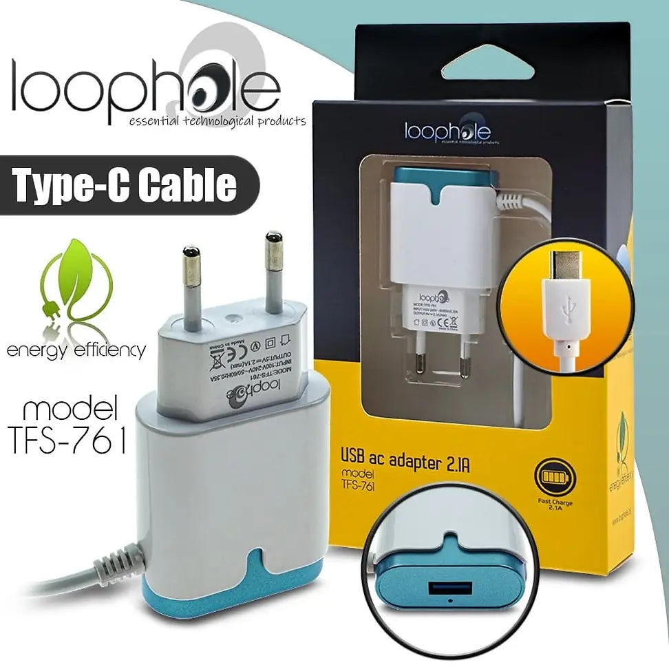 Loophole AC Adapter TYPE-C BLUE