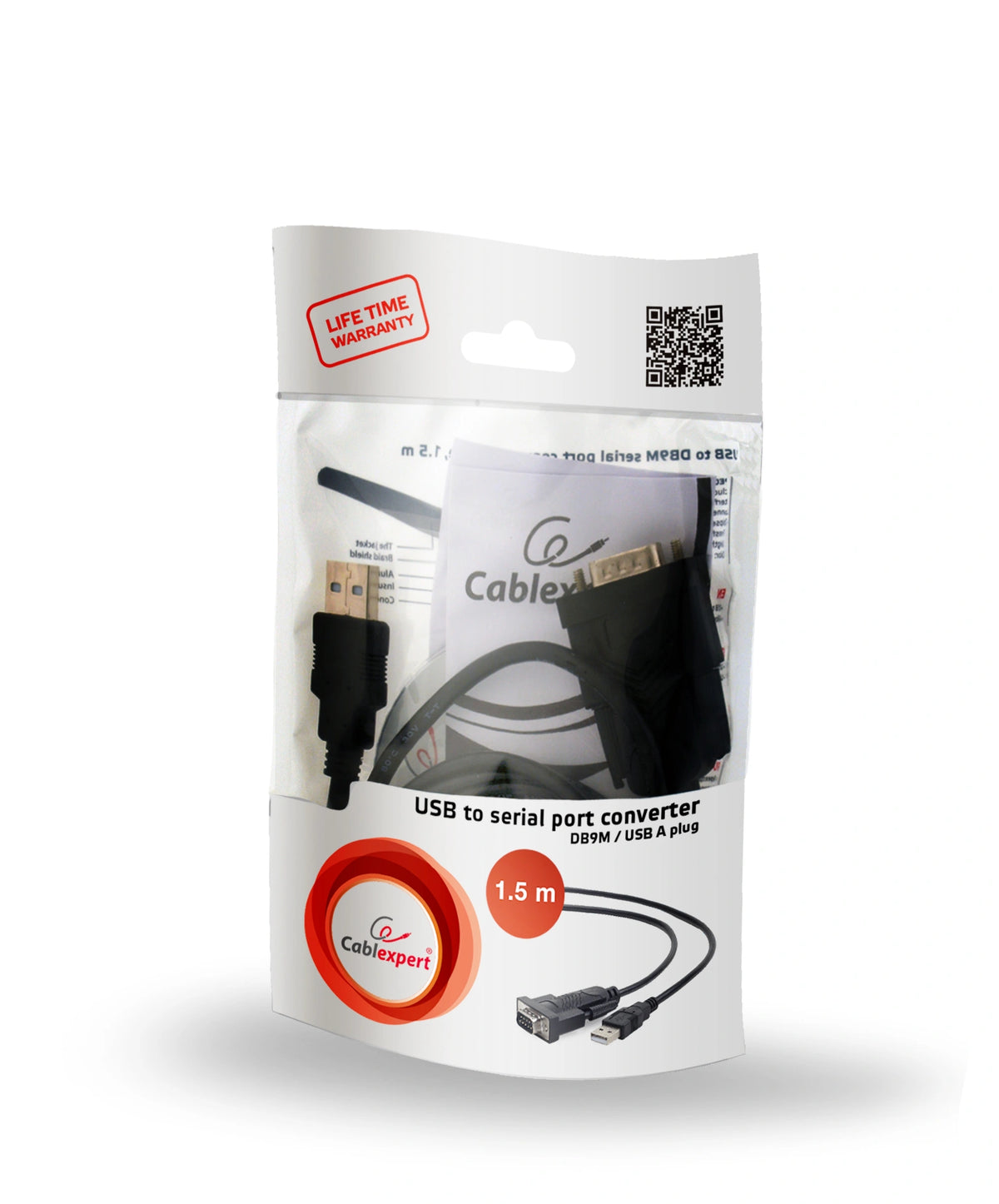 CABLEXPERT USB TO DB9M SERIAL PORT CONVERTER CABLE BLACK 1,5M