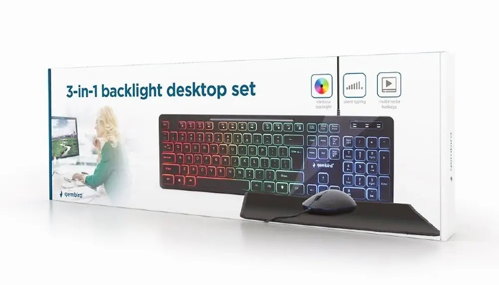 GEMBIRD 3-in-1 WIRED BACKLIGHT DESKTOP SETBLACK
