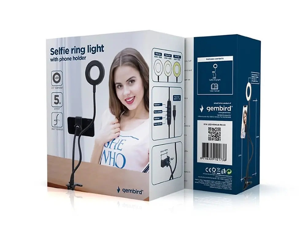 GEMBIRD SELFIE RING LIGHT WITH PHONE HOLDER