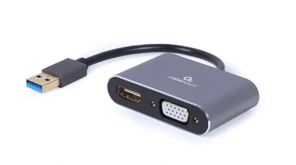CABLEXPERT 4K USB TO HDMI + VGA DISPLAY ADAPTER SPACE GREY RETAIL PACK