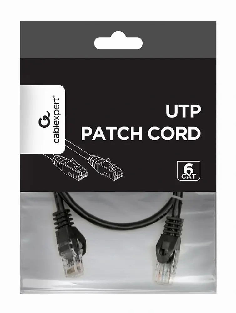 CABLEXPERT UTP CAT6 PATCH CORD 0.5M BLACK