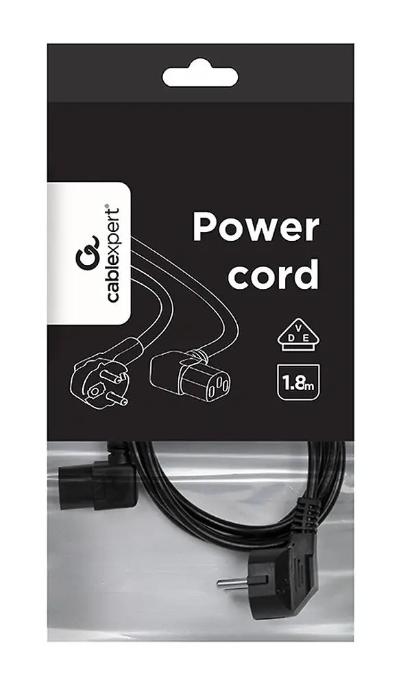 CABLEXPERT POWER CORD RIGHT ANGLED C13 0.75 mm² 10A 1,8M