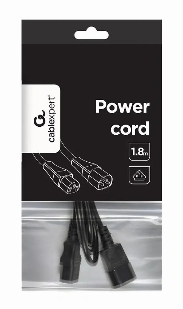 CABLEXPERT POWER CORD C13 TO C14 0.75 mm² 1,8M