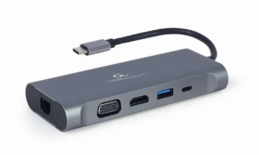 CABLEXPERT USB TYPE-C 7-IN-1 MULTIPORT ADAPTER (HUB3.0+HDMI+VGA+PD+CARD READER+STEREO AUDIO)