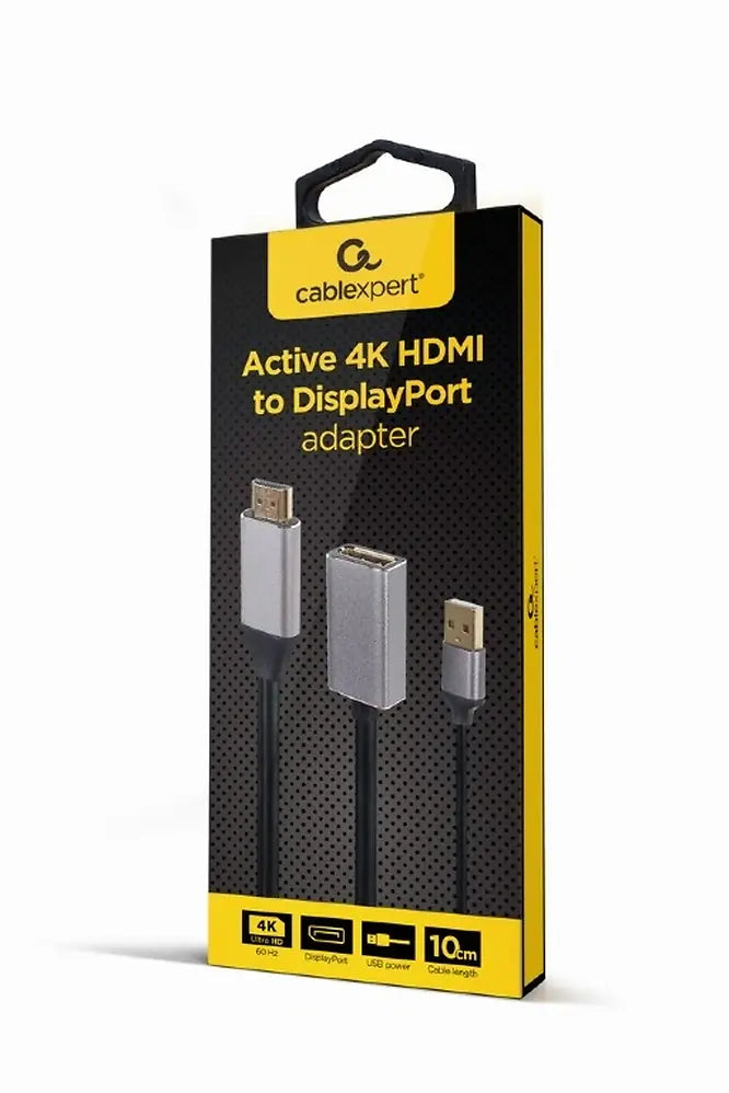 CABLEXPERT ACTIVE 4K HDMI MALE TO DISPLAYPORT FEMALE ADAPTER BLACK RETAIL PACK
