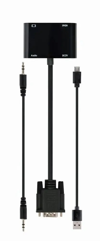 CABLEXPERT VGA TO HDMI+VGA ADAPTER CABLE 0,15M BLACK RETAIL PACK