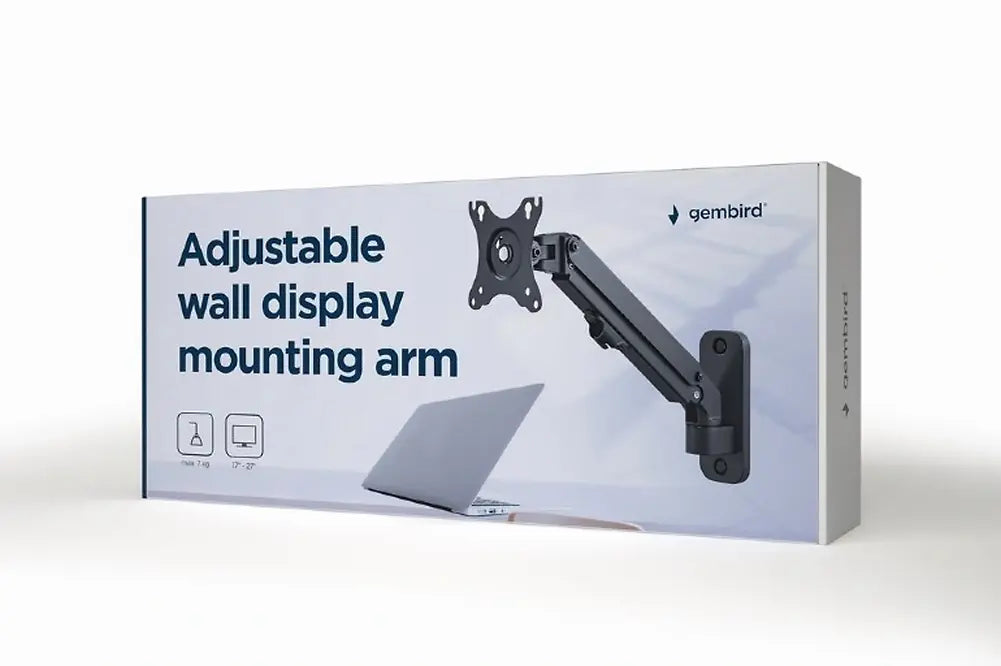 GEMBIRD ADJUSTABLE WALL DISCPLAY MOUNTING ARM UP TO 27'/7KG, MA-WA1-01