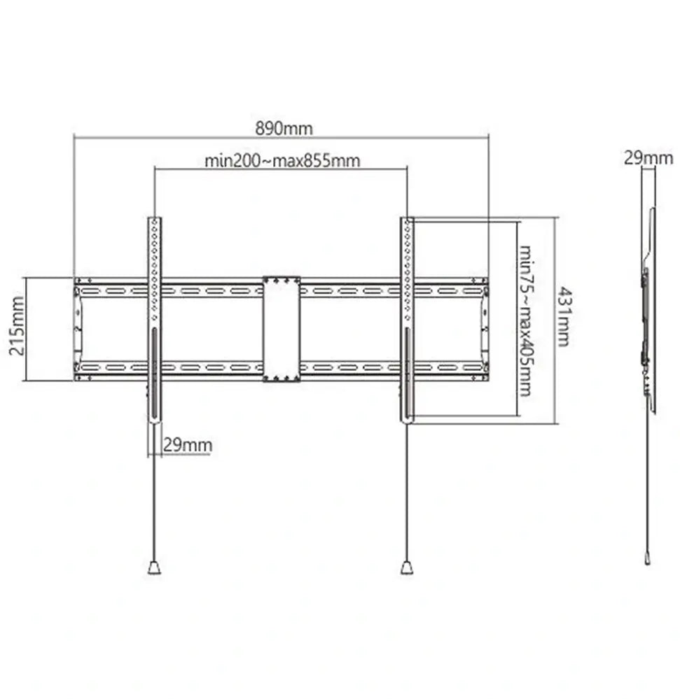 GEMBIRD TV WALL MOUNT (FIXED), 43”-90” (70 KG)