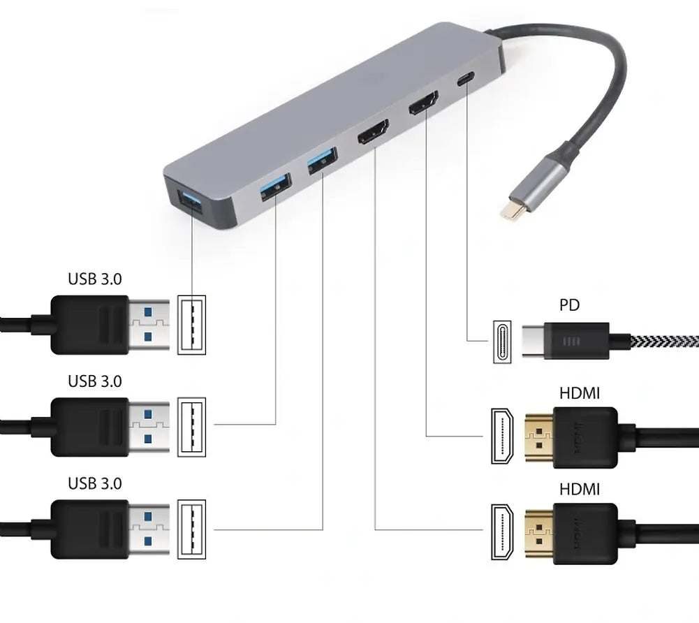 CABLEXPERT USB TYPE-C 3IN1 MULTI-PORT ADAPTER (HUB+HDMI+PD)